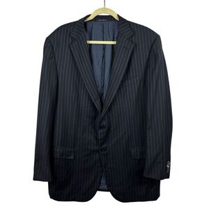 Ermenegildo Zegna Navy Trofeo Pinstripe Blazer Wool Luxury Men's Size 58R